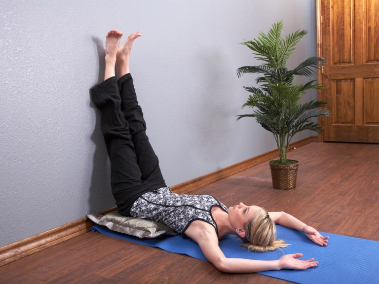 Legs up the wall yoga pose
